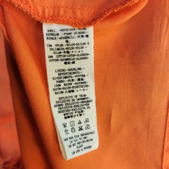 Free People Just Like Honey Coral Handkerchief Lace Overlay Midi Dress size 0 - Picture 16 of 16